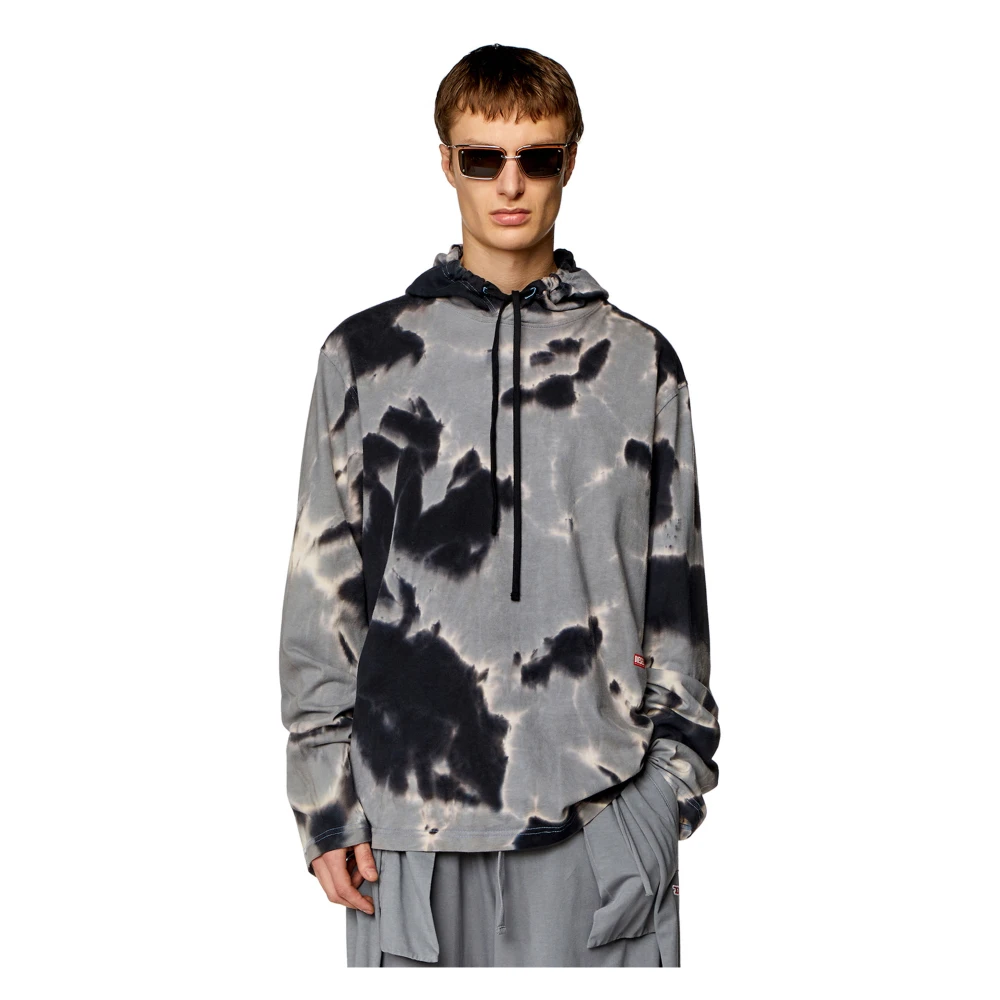Diesel Hoodie in tie-dye jersey Multicolor Heren
