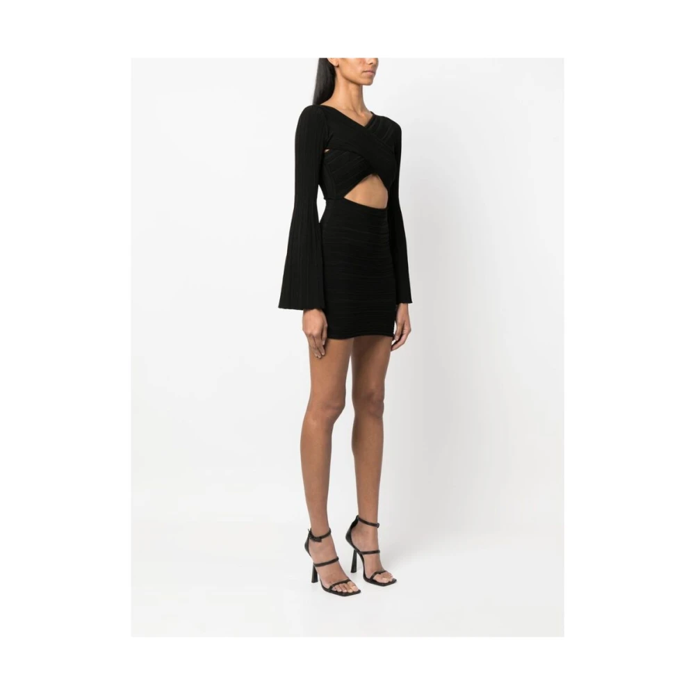 Antonino Valenti Zwarte Uitgesneden V-Hals Mini Jurk Black Dames