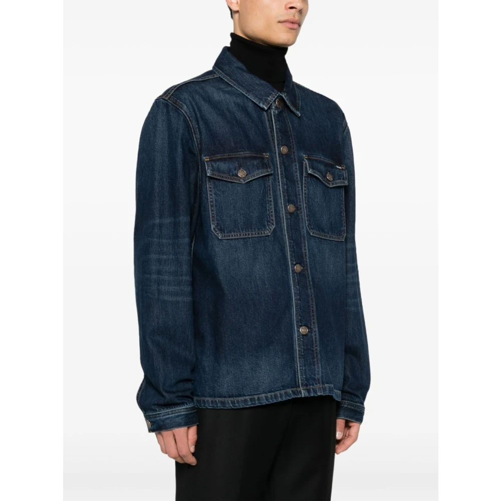 Tom Ford Blauwe herenouterwear Aw24 Blue Heren
