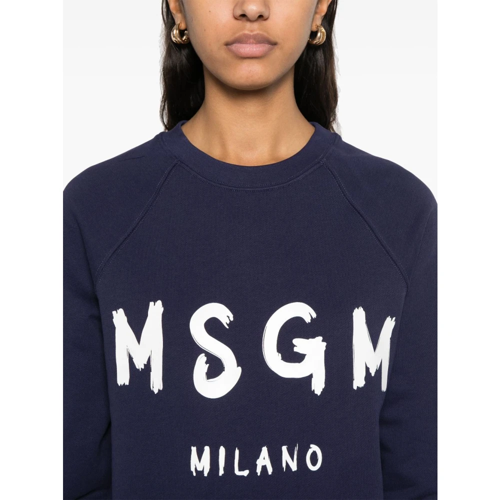 Msgm Blauwe Crew Neck Sweater Raglan Blue Dames