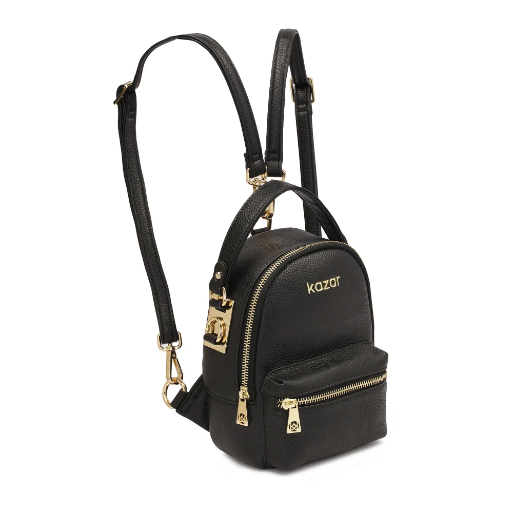Kazar Kleine zwarte rugzak 2in1 Black Dames