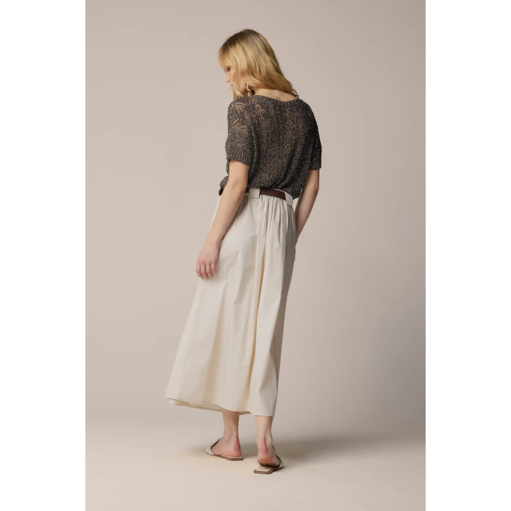 Kocca Wijdvallende Lange Rok met Middenplooi White Dames