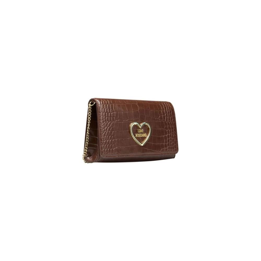 Love Moschino Schoudertas met Ketting en Logo Brown Dames