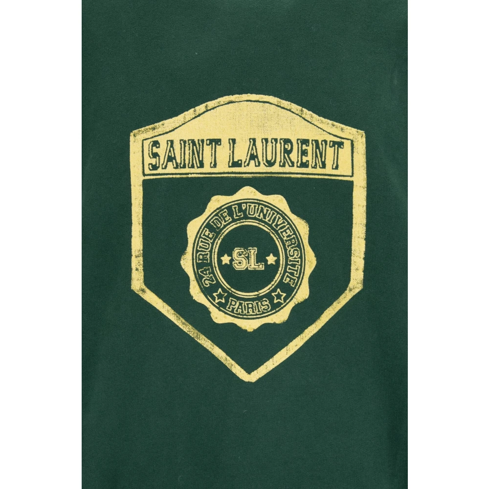 Saint Laurent Pullover Sweatshirt met Merkprint Green Heren