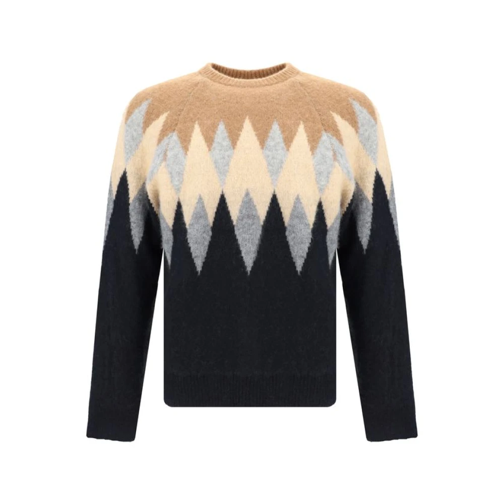 Laneus Argyle Cashmere en Zijden Crewneck Multicolor Heren