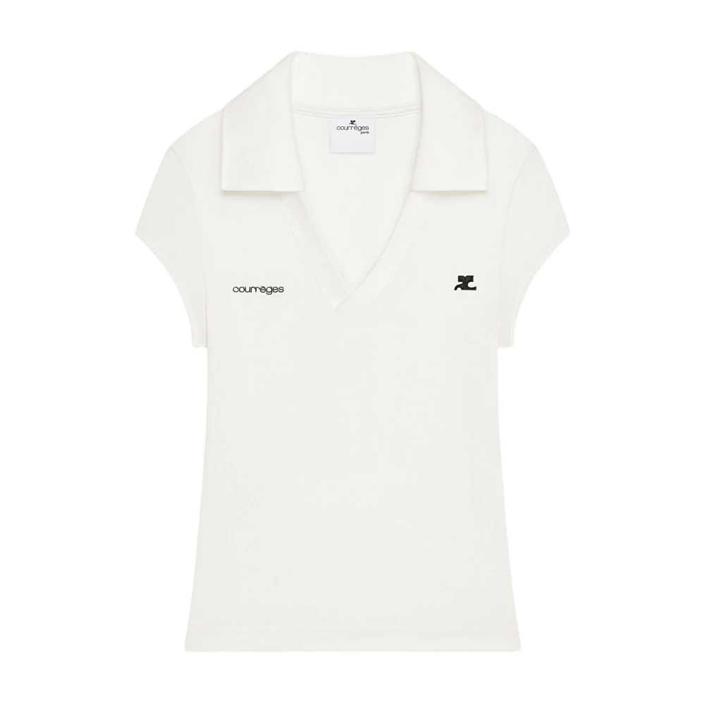 Courrèges Donna Bianco Polo Sportiva Corta - Immagine 4