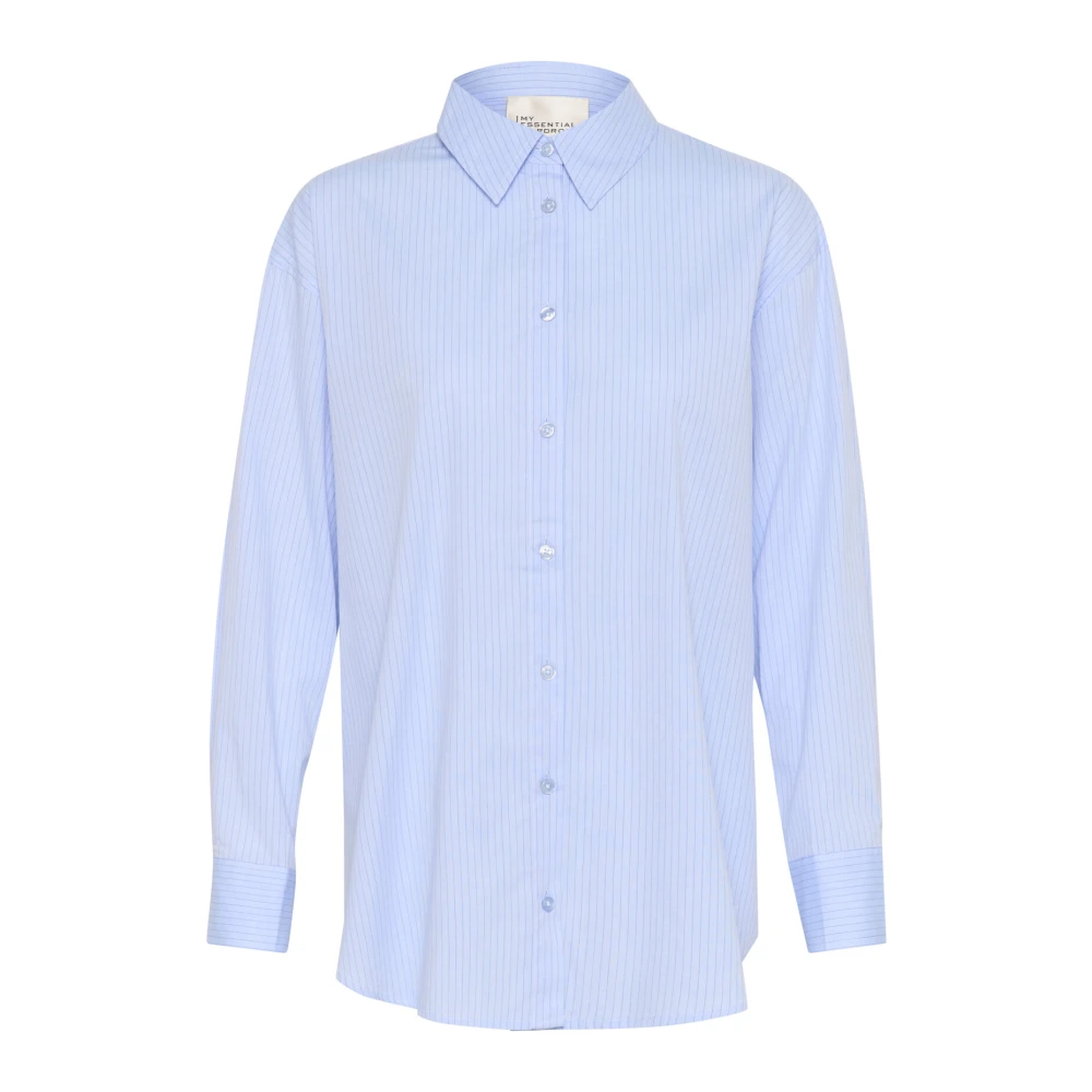 My Essential Wardrobe Gestreepte Blauwe Overhemdblouse Bellamw Stijl Blue Dames