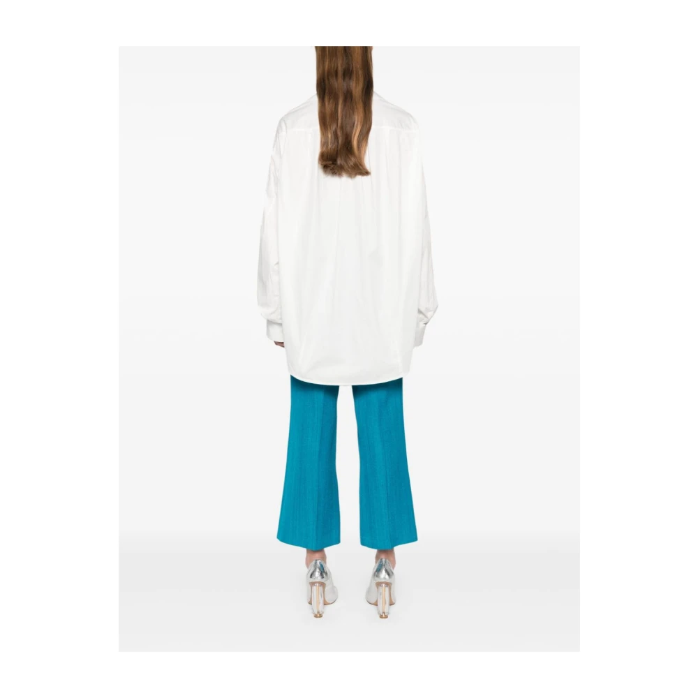 Dries Van Noten Katoenen V-hals Blouse met Kraag White Dames