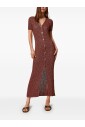 robe-marron-a-col-en-v-avec-fente