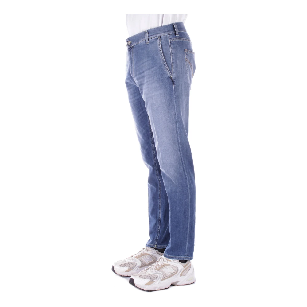 Dondup Blauwe Jeans met Logo Rits Sluiting Blue Heren