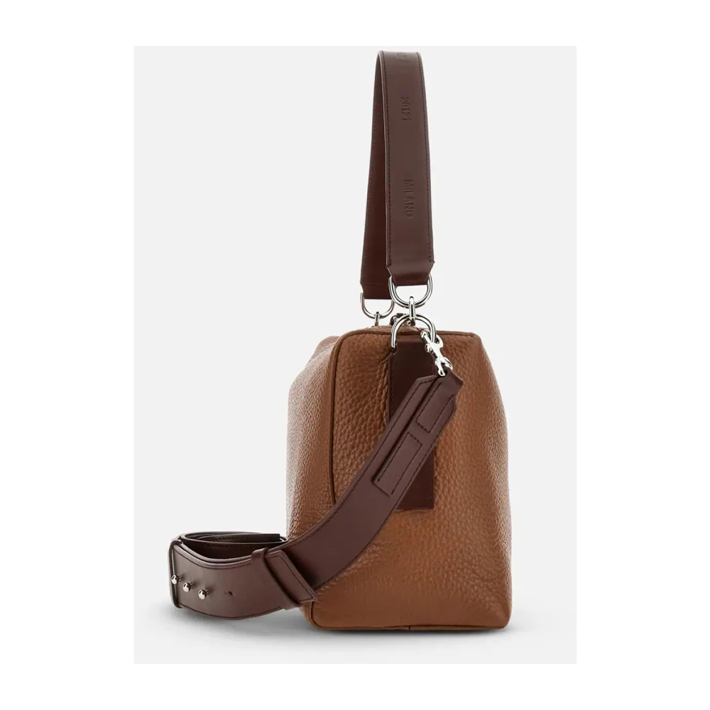Hogan Script Satchel Tas in Bruin Leer Brown Dames