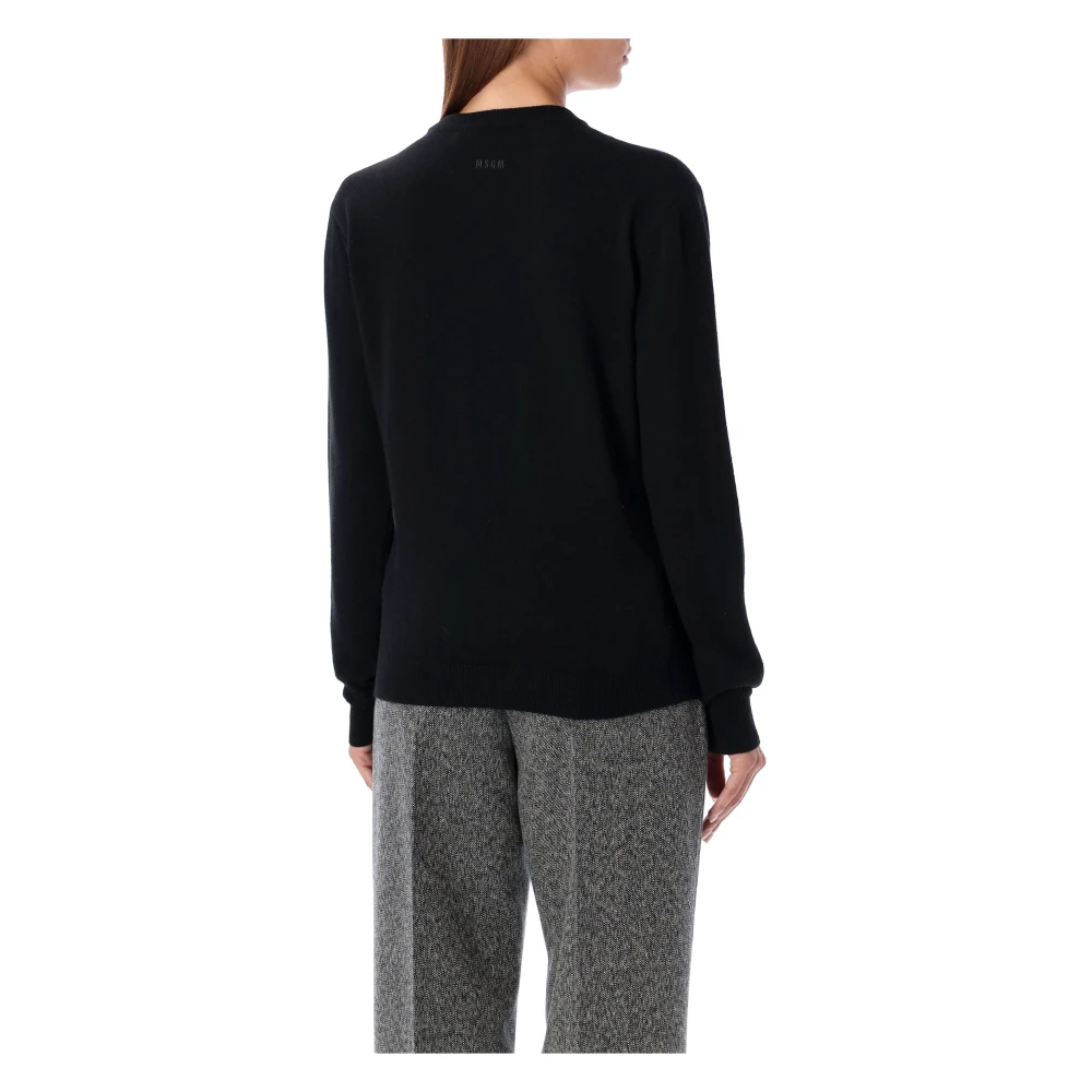 Msgm Zwarte Crystal Swan Gebreide Kleding Aw24 Black Dames