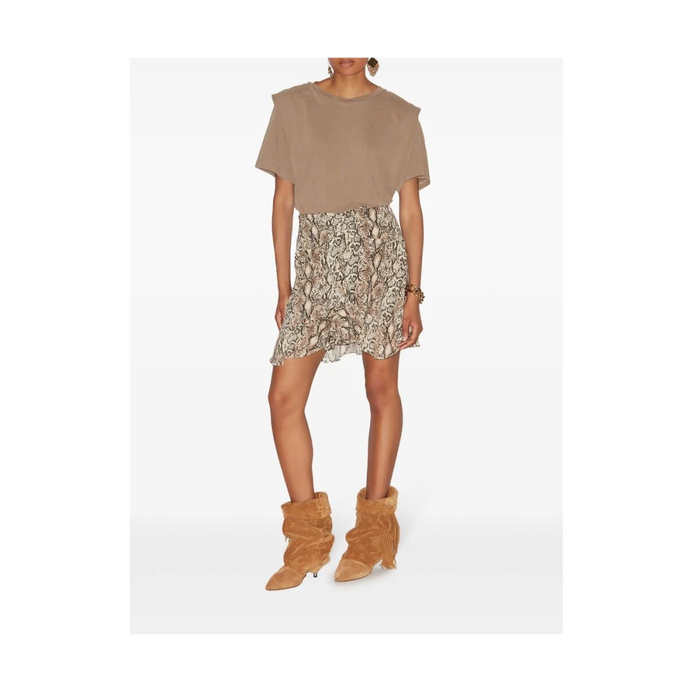 Isabel marant Dierenprint Zijden Rok Asymmetrische Zoom Beige Dames