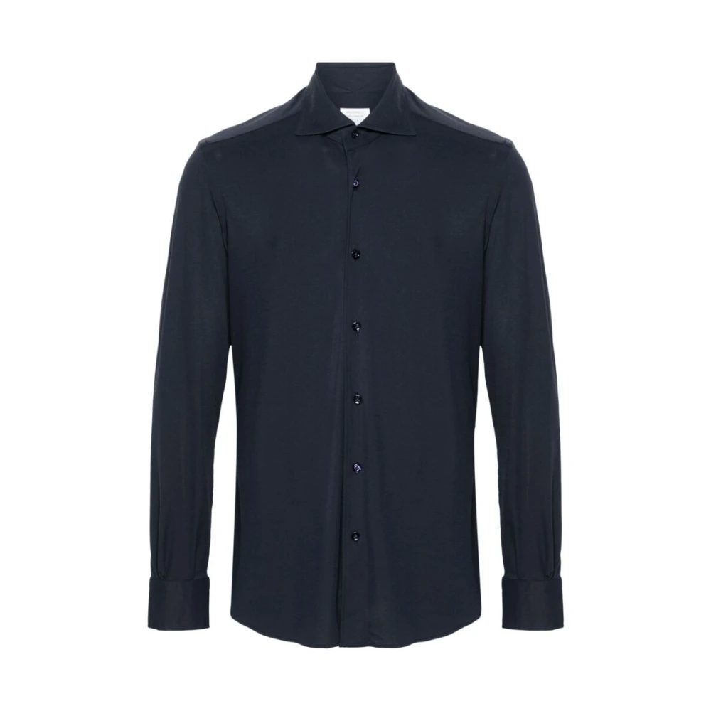 Mazzarelli Navy Blue Button-Up Shirt Blue Heren