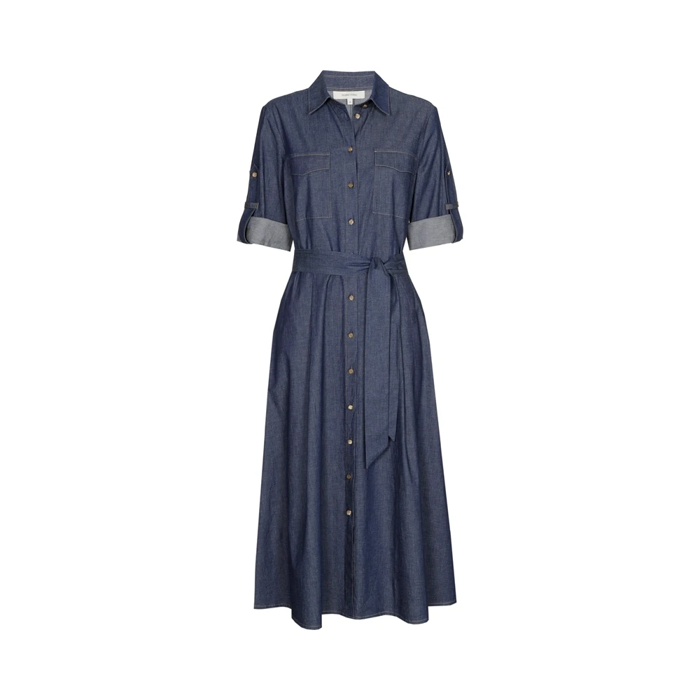 Marie Méro Sportieve Denim Jurk met Driekwart Mouwen Blue Dames