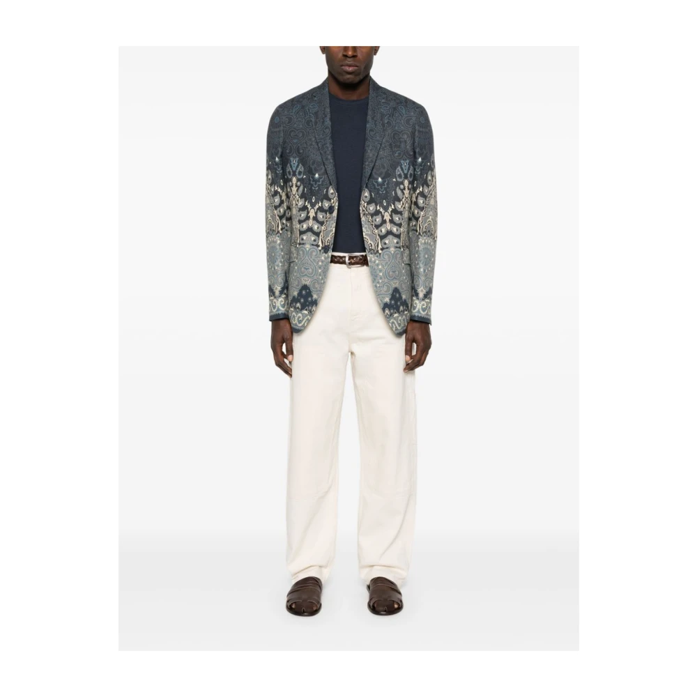 ETRO Rode Linnen Katoenen Jas met Medaillon en Paisley Print Multicolor Heren