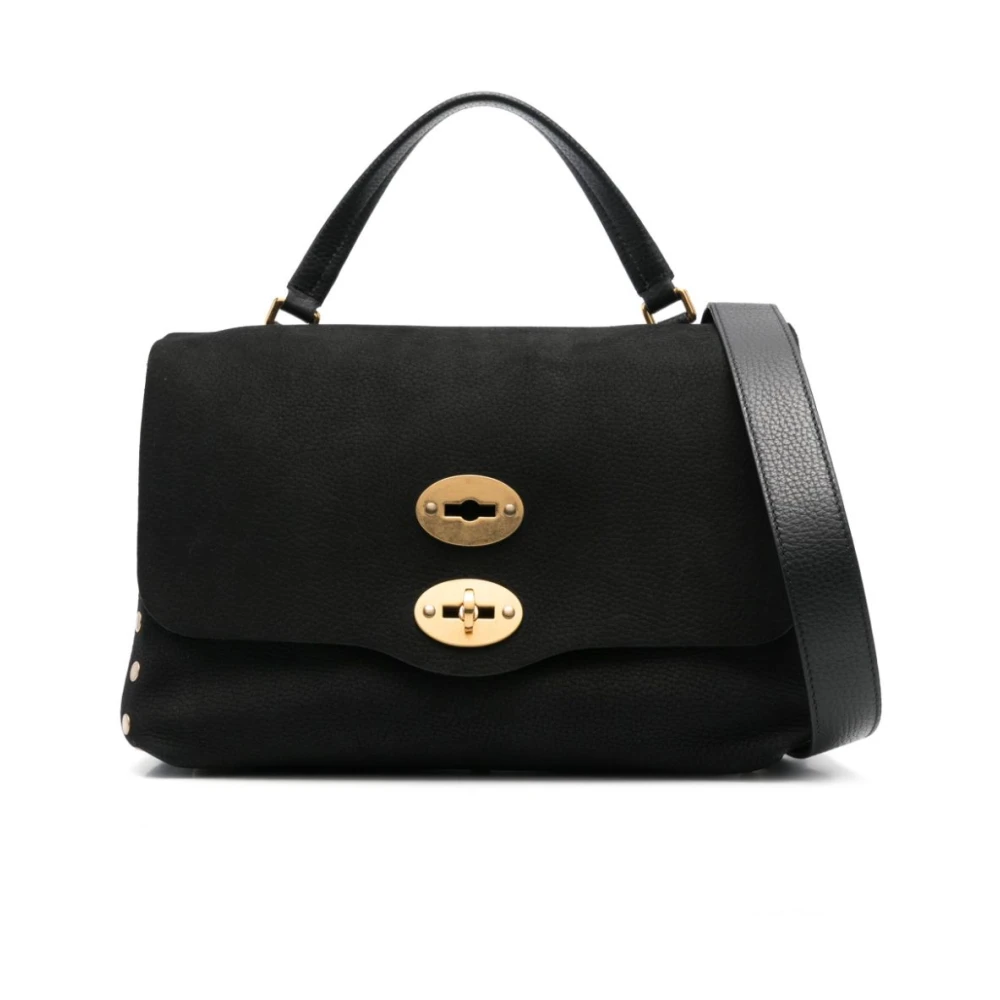 Zanellato Zwarte Nubuck Leren Twist-Lock Tas Black Dames