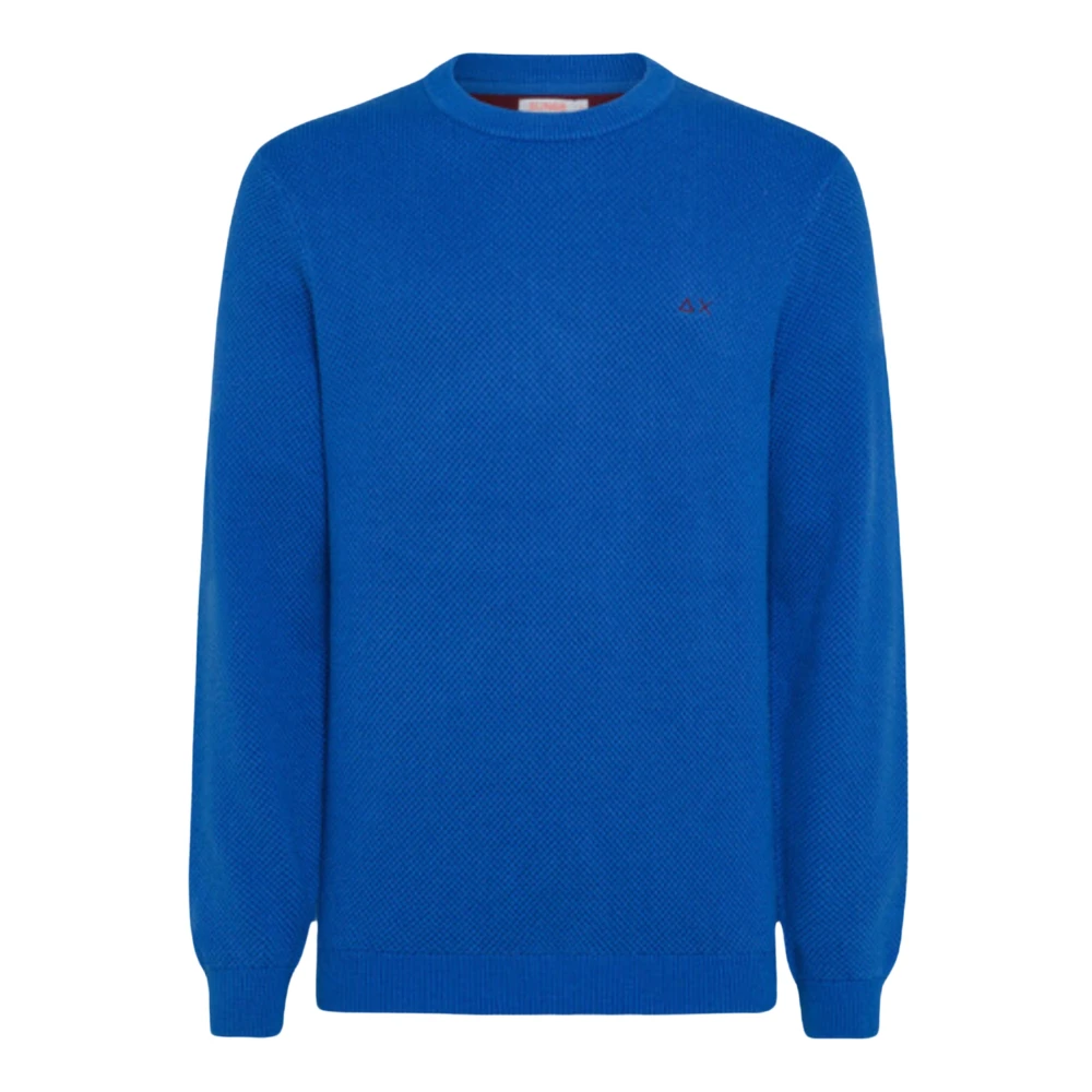 Sun68 Blauwe Sweaters met Rijstkorrel Stof Blue Heren