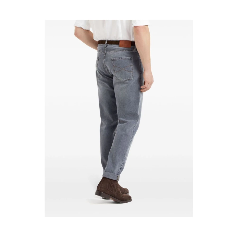 BRUNELLO CUCINELLI Klassieke Grijze Denim Jeans Gray Heren