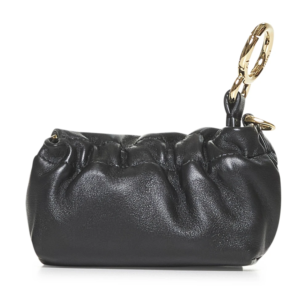 Fendi Zwarte Schoudertas van Lamsvacht met Metalen Logo Black Dames