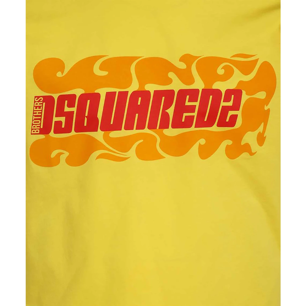 Dsquared2 Logo-Print Katoenen T-Shirt Yellow Heren
