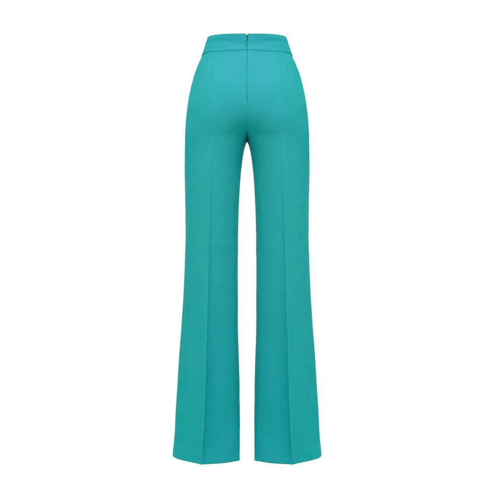 pinko Groene Flare Broek met Gouden Knopen Green Dames