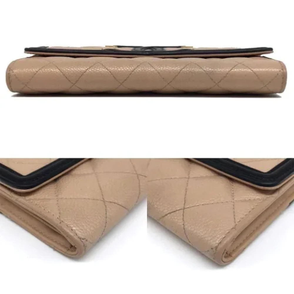 Chanel Vintage Pre-owned Leather wallets Beige Dames