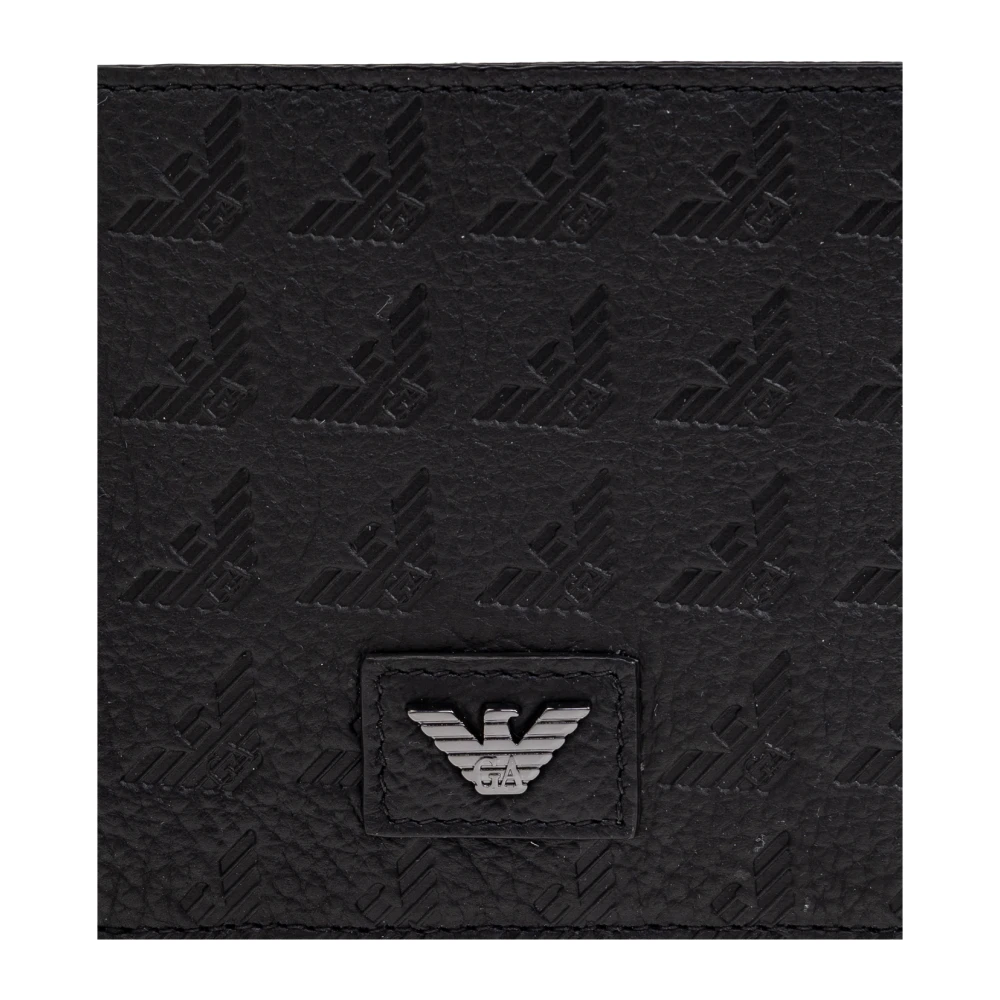 Emporio Armani Leren portemonnee Black Heren
