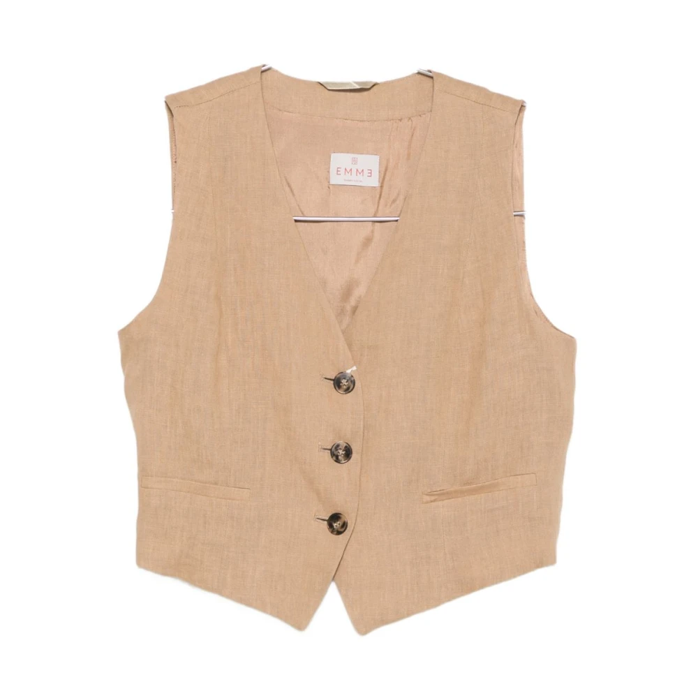 Marella Women's Beige Waistcoats, L, Vests