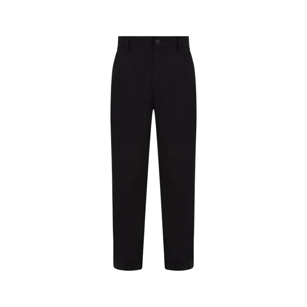 Calvin Klein Jeans Men's Black Straight Trousers, W30 L32, Cotton Tapered Chino Trousers