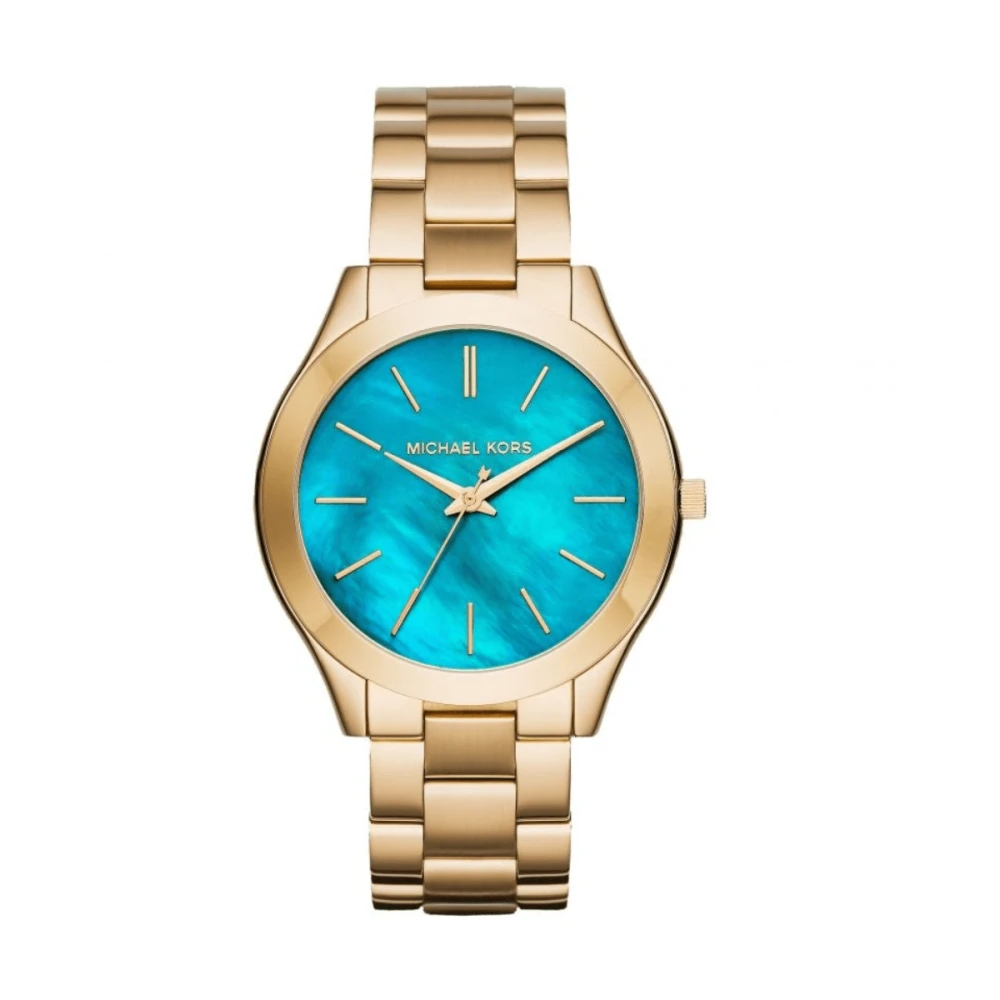Michael Kors Donna Oro Logio Da Mk3492 Slim Runway Con Quadrante Blu - Immagine 2