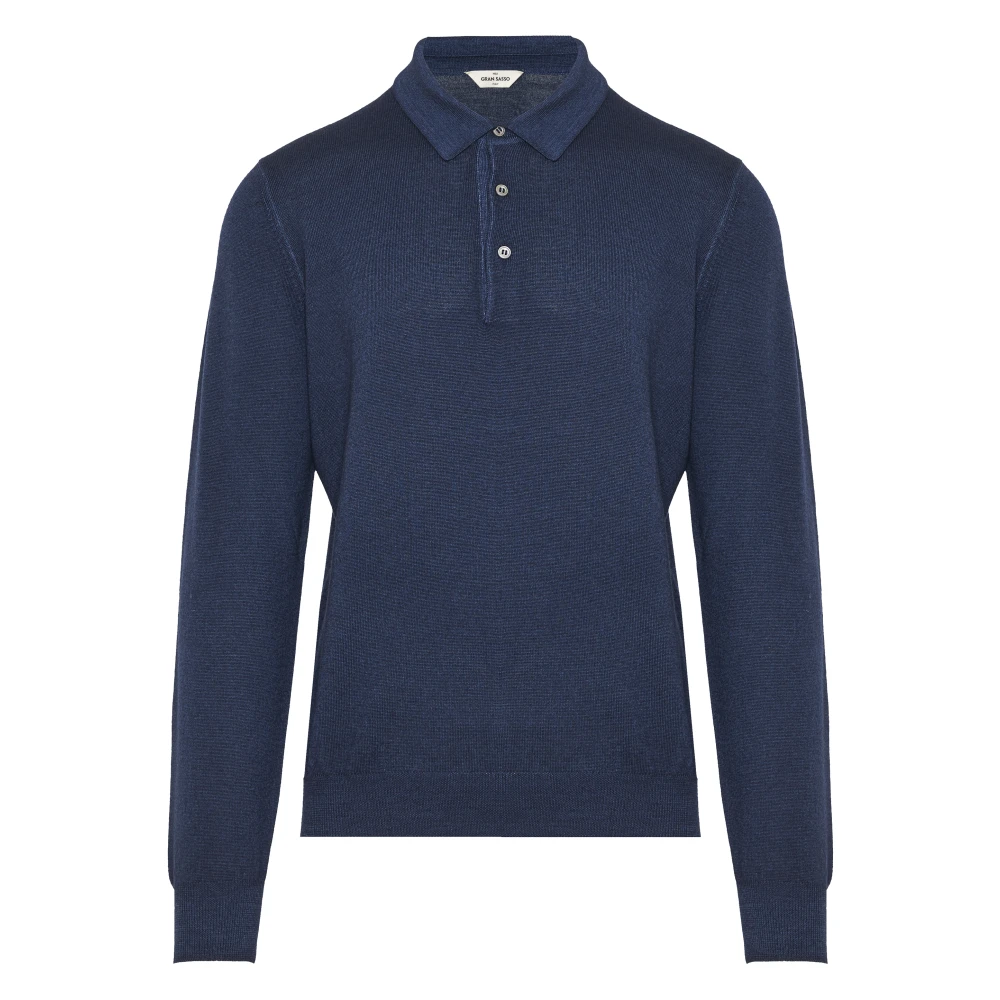 Gran Sasso Wollen Polo Shirt Gemaakt in Italië Blue Heren
