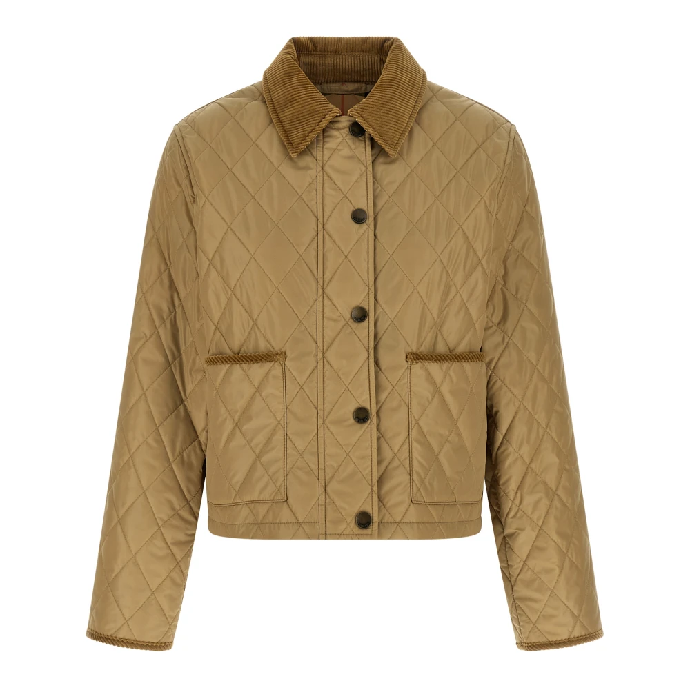 Burberry Women's Beige Light Jackets, L, Tal Light Quilted Nylon Jacket