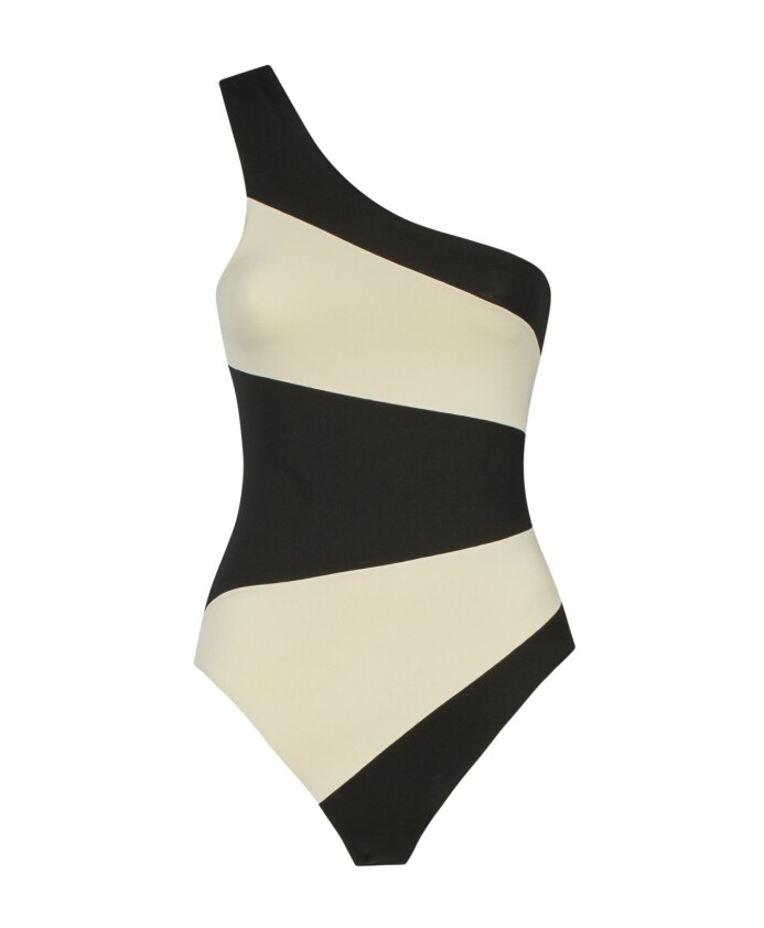 black-one-shoulder-stripe-swimsuit