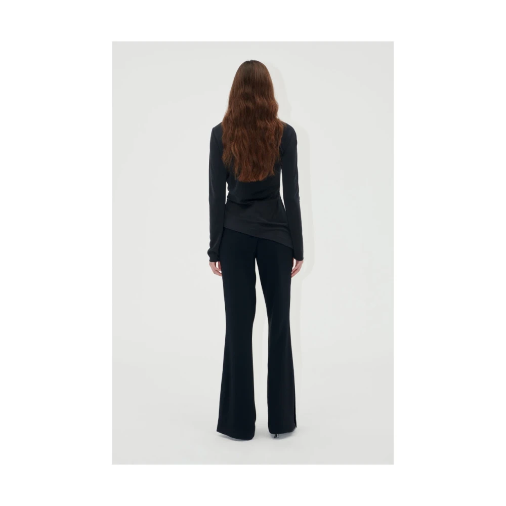 Stine Goya Zwarte longsleeve top met gesp Black Dames