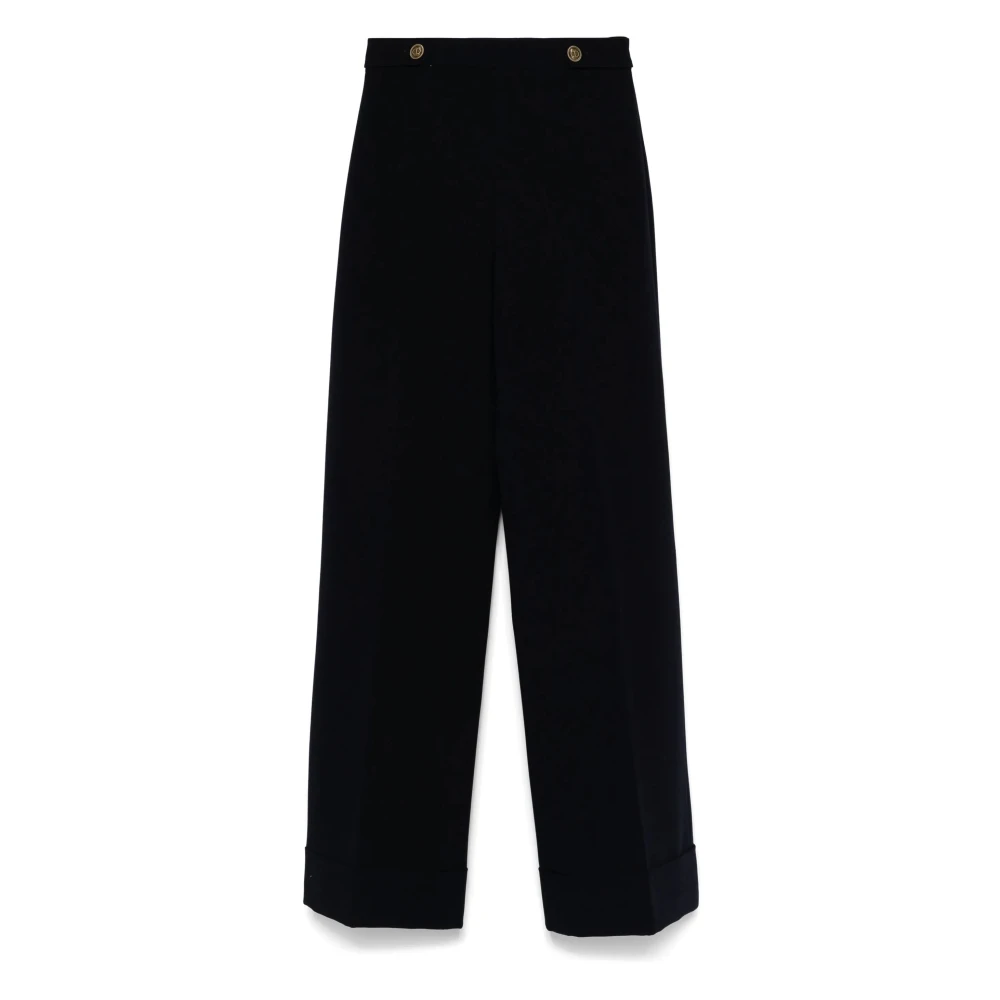 Twinset Hoge taille crepe broek Black Dames
