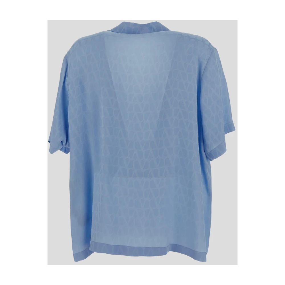 Valentino Zijden Logo Shirt Blue Heren