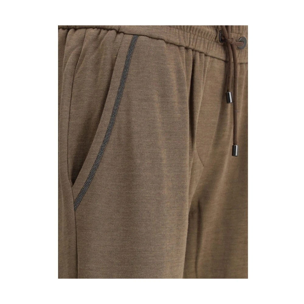 BRUNELLO CUCINELLI Sprankelende Versierde Elastische Broek Brown Dames