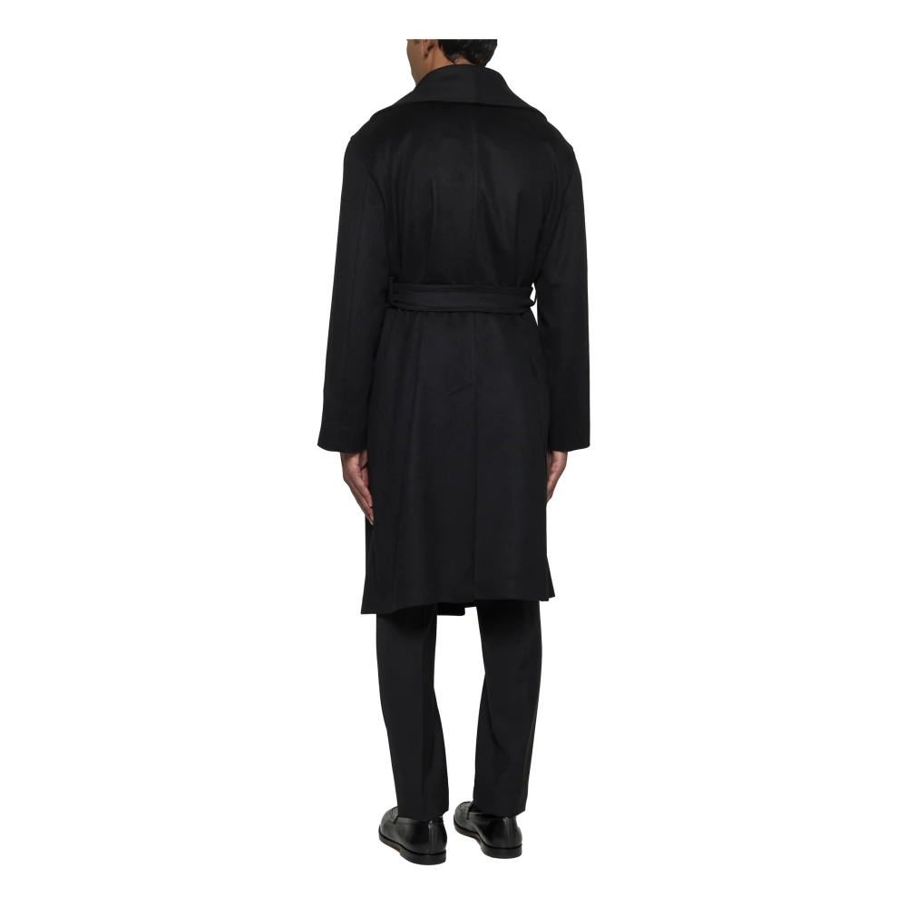 Tagliatore Zwarte wollen jas met sjaalkraag Black Heren