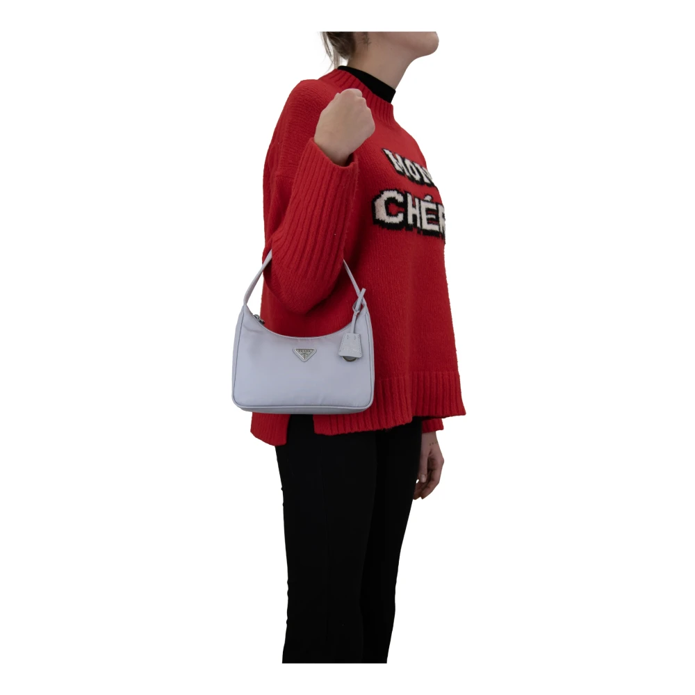 Prada Stoffen handtas met logodetail Blue Dames