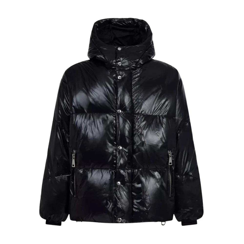 Black Quilted Jacket with Hood - Khrisjoy - Modalova