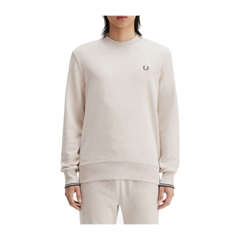 Fred Perry Klassieke French Terry Crew Neck Sweatshirt Beige Heren