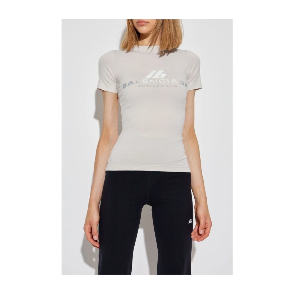 Balenciaga Witte T-shirts en Polos met Logo Print White Dames