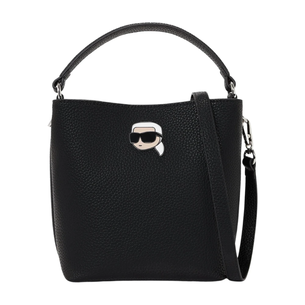 Karl Lagerfeld Tassen icoon kiezel emmer tas a1w30468 Black Dames