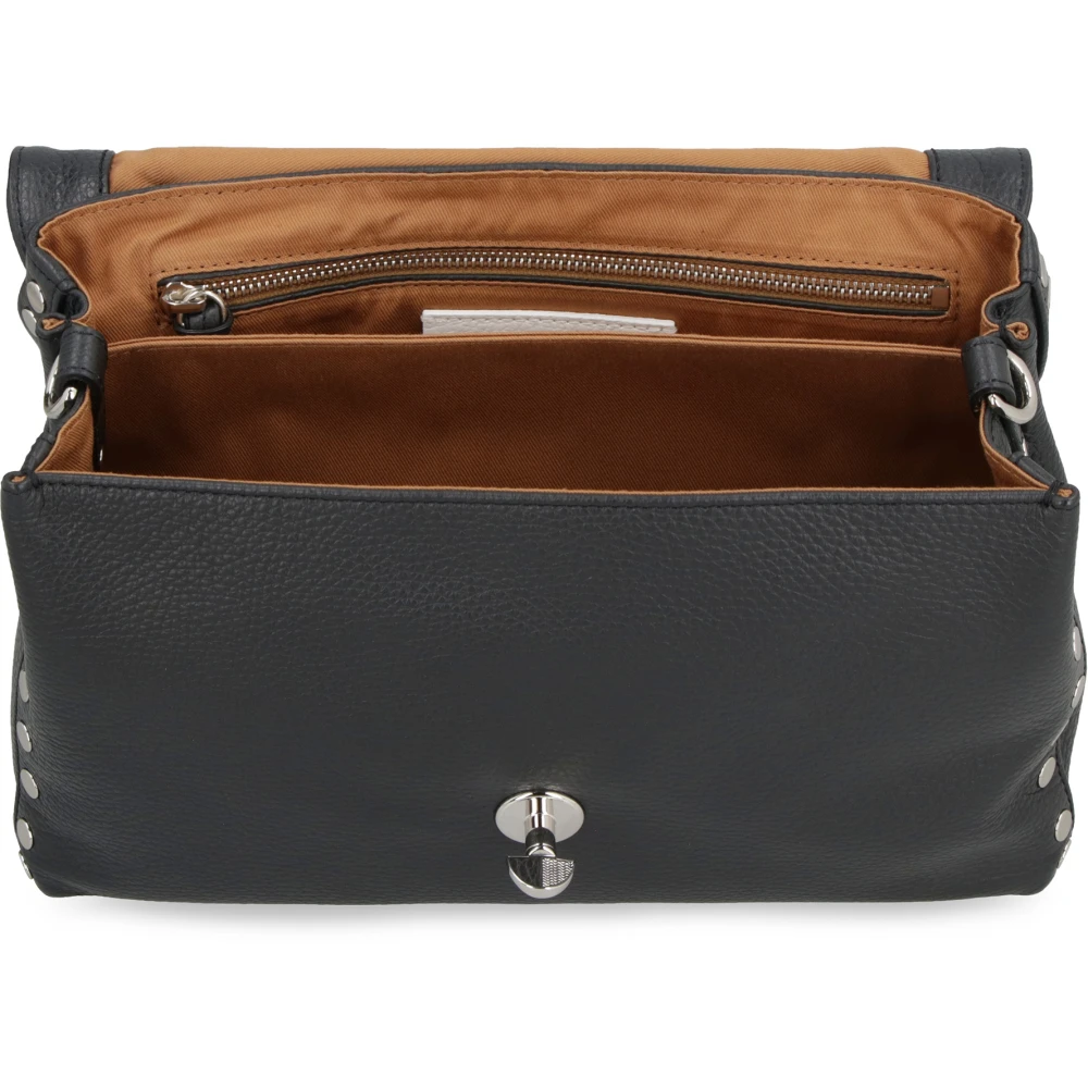 Zanellato Gestikte leren handtas met draaislot Black Dames