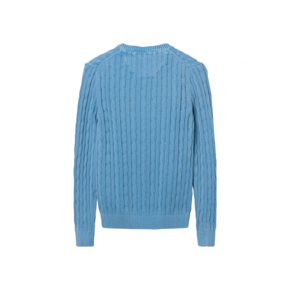 Gant Zonverbleekte Cable Crew Sweater Blue Heren