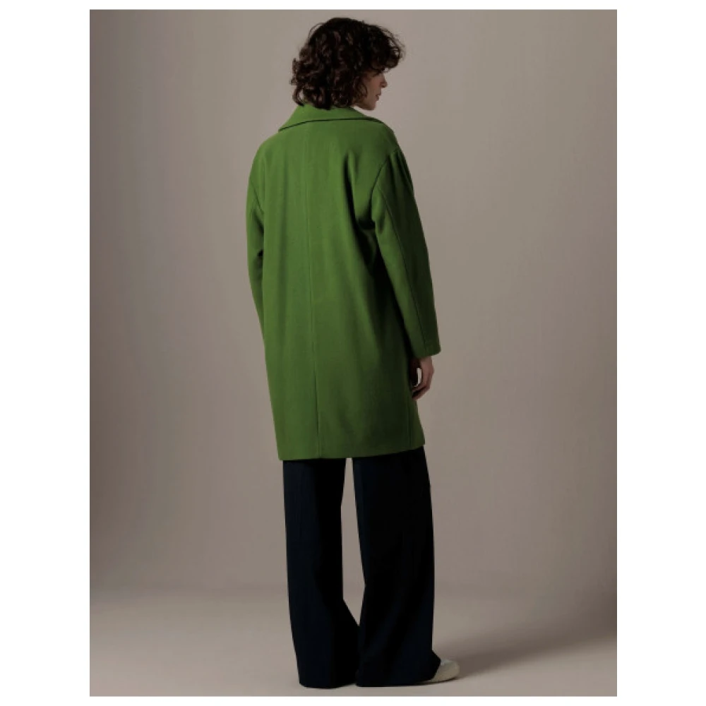 Creenstone Relaxed Fit Groene Wollen Jas Green Dames