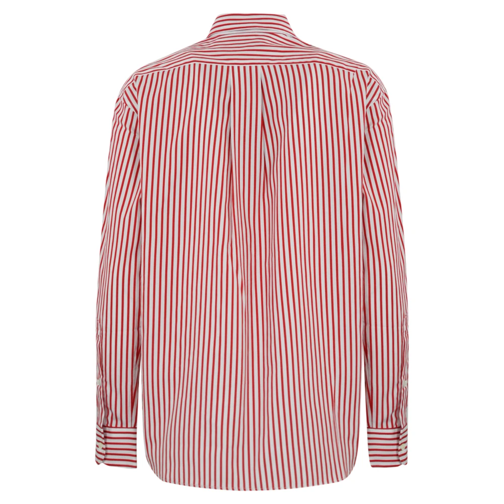 Polo Ralph Lauren Gestreept Katoenen Overhemd Rood Red Dames