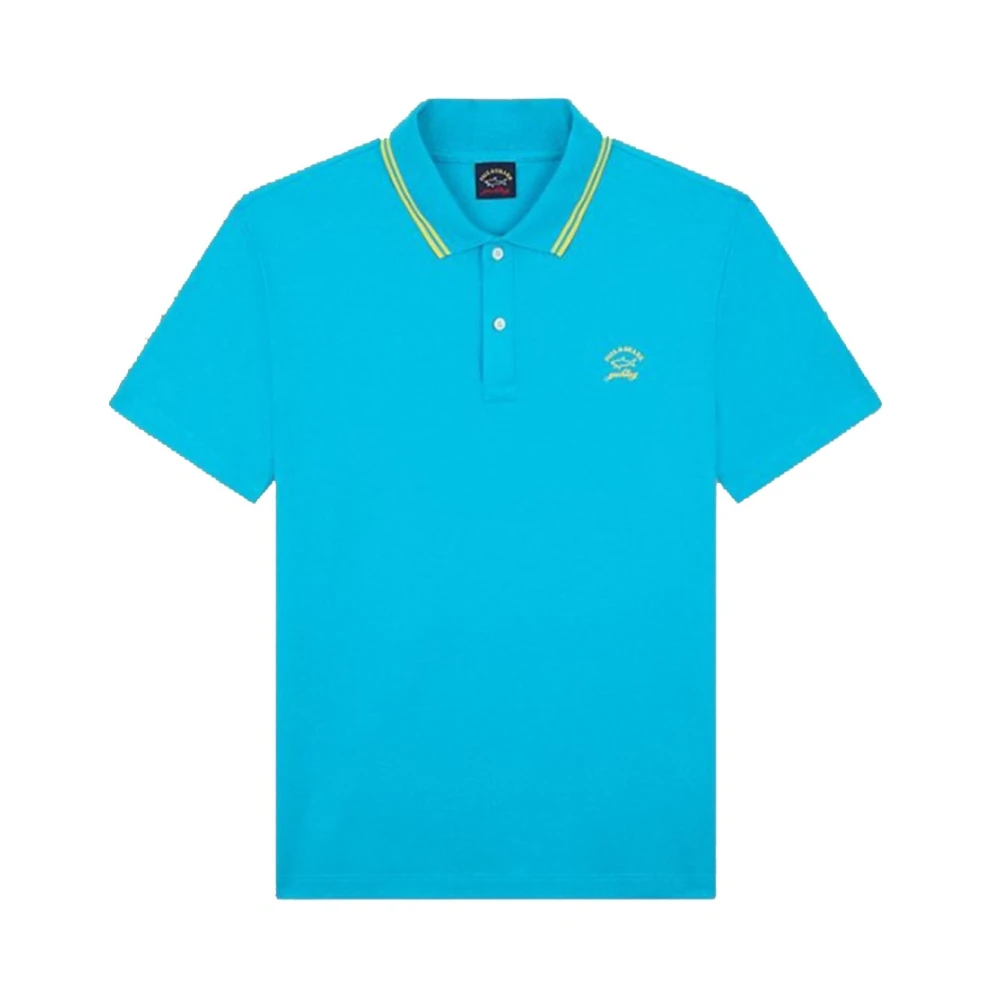 PAUL & SHARK Piqué Polo Shirt met Fluo Detail Blue Heren