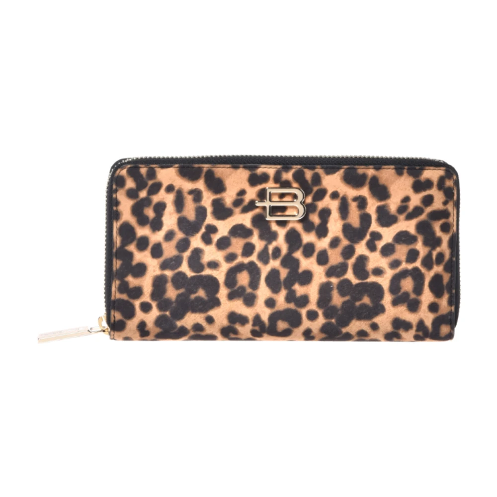 Baldinini Women's Brown Wallets & Cardholders, One Size, Leopard Print Suede Wallet